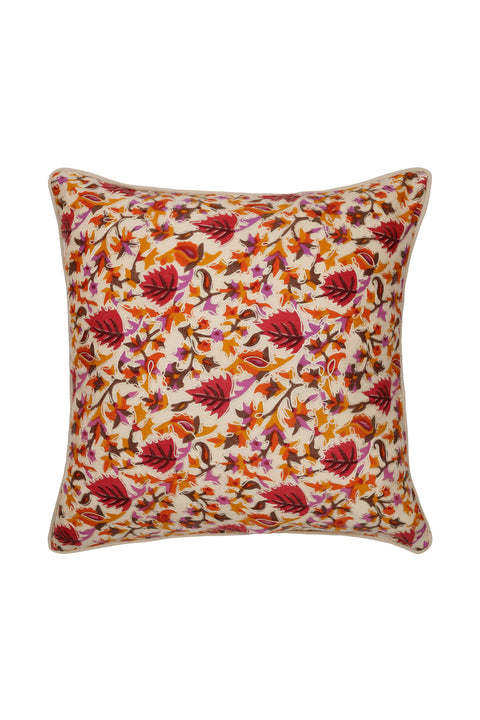 ' Chloris ' Kare Yastık / Bordo Turuncu Çiçekli