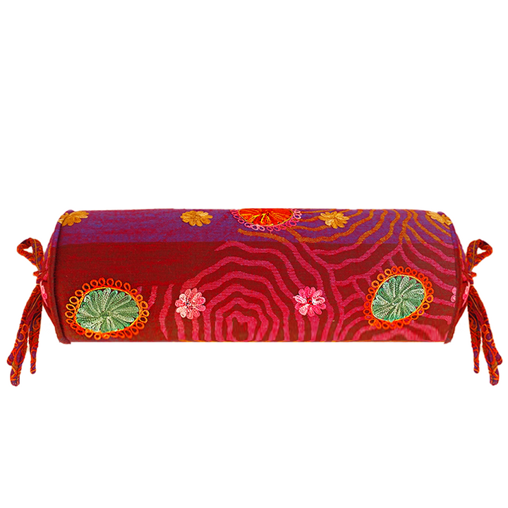 ' Chloris ' Silindir Yastık / Bordo Biyeli